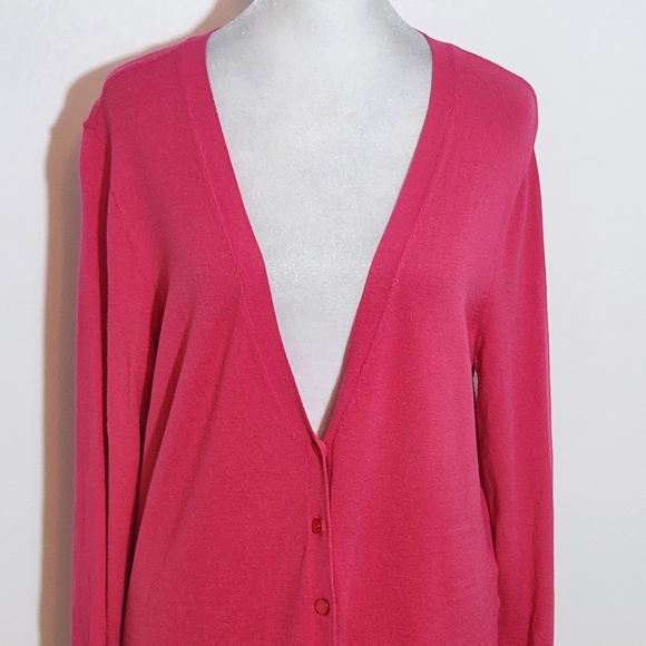 New York and Company Hot Pink Cardigan Sweater Size Large - Picture 3 of 8